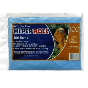 SACO P/LIXO AZ 75X105 PC/5 FD/25 HIPER ROLL 100L SACO P/LIXO AZ 75X105 PC/5 FD/25 HIPER ROLL 100L