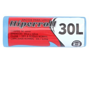 SACO P/LIXO AZ 59X62 RL/50 FD/10 HIPER ROLL 30L SACO P/LIXO AZ 59X62 RL/50 FD/10 HIPER ROLL 30L