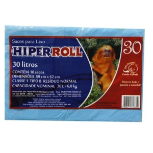 SACO P/LIXO AZ 59X62 PCT/10 FD/25 HIPER ROLL 30L SACO P/LIXO AZ 59X62 PCT/10 FD/25 HIPER ROLL 30L