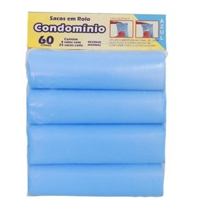 SACO PLAST COND LEVE 60 AZ PCT/4 RL/25 SACOS SACO PLAST COND LEVE 60 AZ PCT/4 RL/25 SACOS