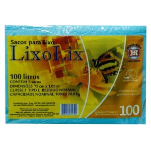 SACO P/LIXO AZ 75X105 PCT/5 FD/25 LIXO LIX 100 L SACO P/LIXO AZ 75X105 PCT/5 FD/25 LIXO LIX 100 L