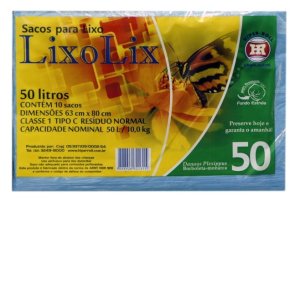 SACO P/LIXO AZ 63X80 PCT/10 FD/25 LIXO LIX 50 L SACO P/LIXO AZ 63X80 PCT/10 FD/25 LIXO LIX 50 L