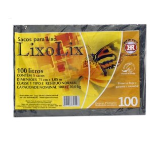 SACO P/LIXO PT 75X105 PC/5 FD/25 LIXO LIX 100 L SACO P/LIXO PT 75X105 PC/5 FD/25 LIXO LIX 100 L