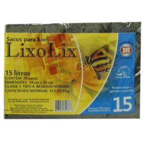 SACO P/LIXO PT 39X58 PCT/20 FD/25 LIXO LIX 15L SACO P/LIXO PT 39X58 PCT/20 FD/25 LIXO LIX 15L